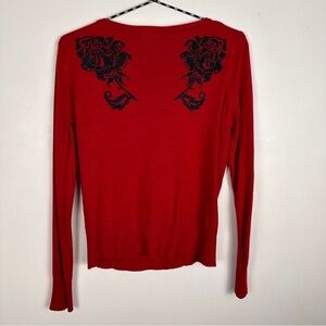 Hot Topic Retro Glitter Rose Cardigan Red Size Medium
